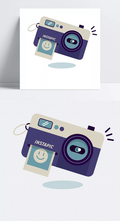 手绘卡通拍立得相机的现代设计与旅游广告应用